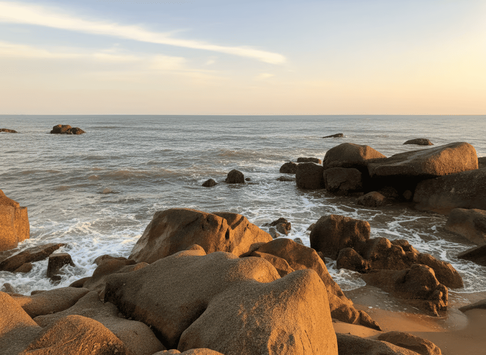 Ho Coc Beach's dramatic rocky formations